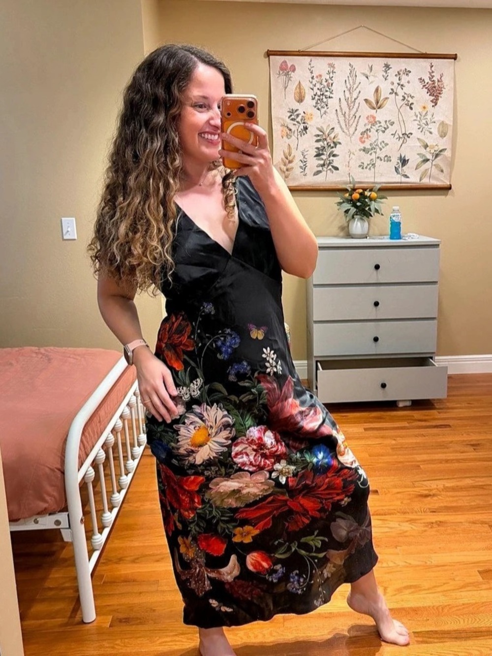 Camilla Floral Silk Maxi Dress in Black Size Large Like New In a Still Life